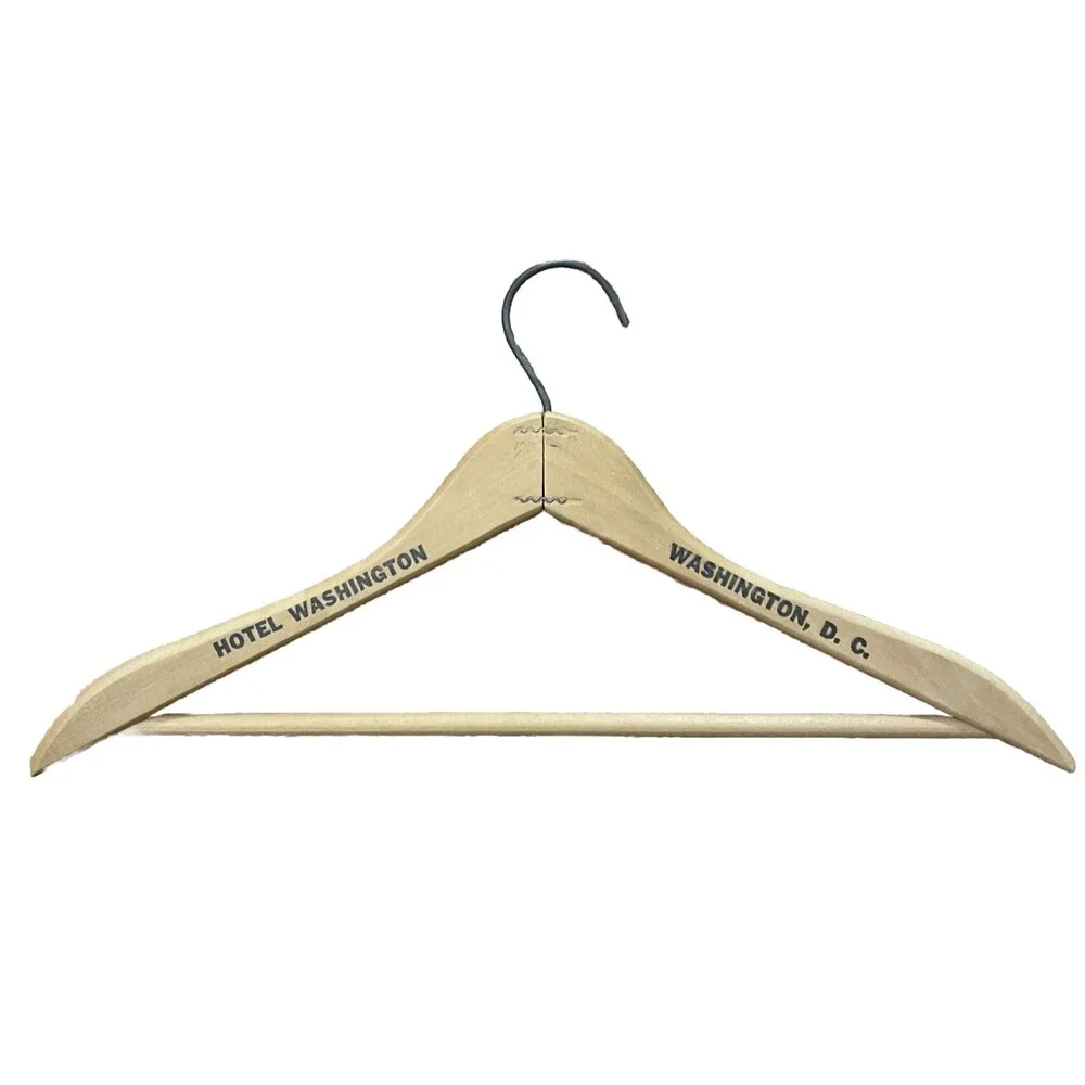 Vintage Wood Clothes Hanger Hotel Washington D.C. District of Columbia